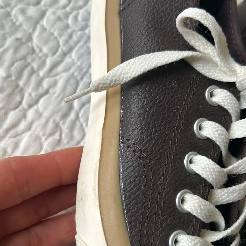 NWOT Converse Jack Purcell sneakers size 1. Brown w/tan accents. Waterproof.